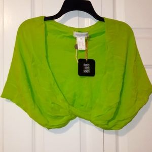 Designer silk shrug, lime green
